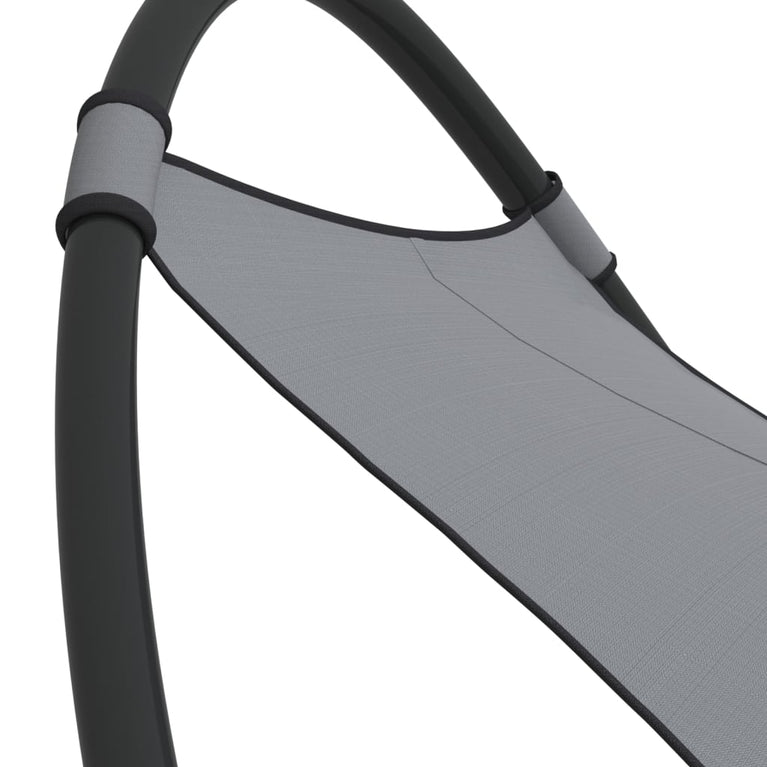 Ligbed schommelend met wieltjes staal en textileen stof grijs MeubelReus