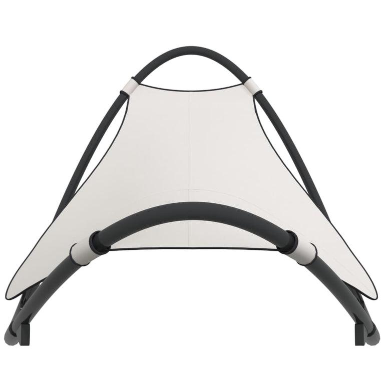 Ligbed schommelend met wieltjes staal en textileen stof crème MeubelReus