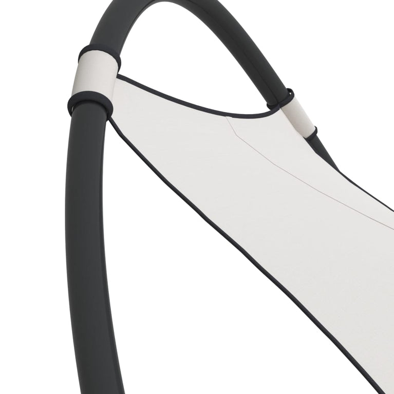 Ligbed schommelend met wieltjes staal en textileen stof crème MeubelReus