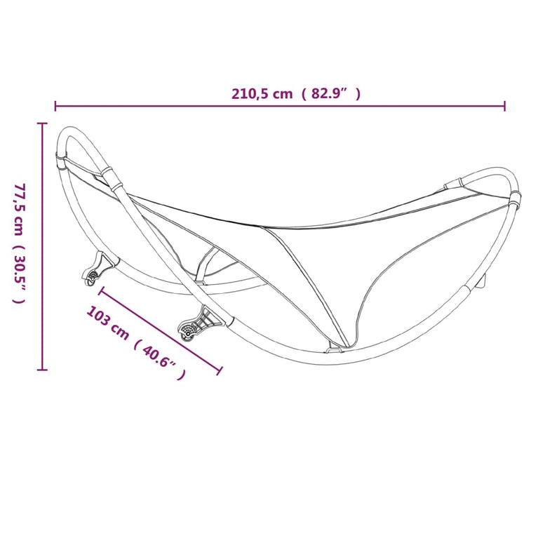 Ligbed schommelend met wieltjes staal en textileen stof crème MeubelReus