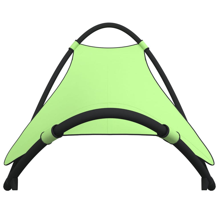 Ligbed schommelend met wieltjes staal en textileen stof groen MeubelReus