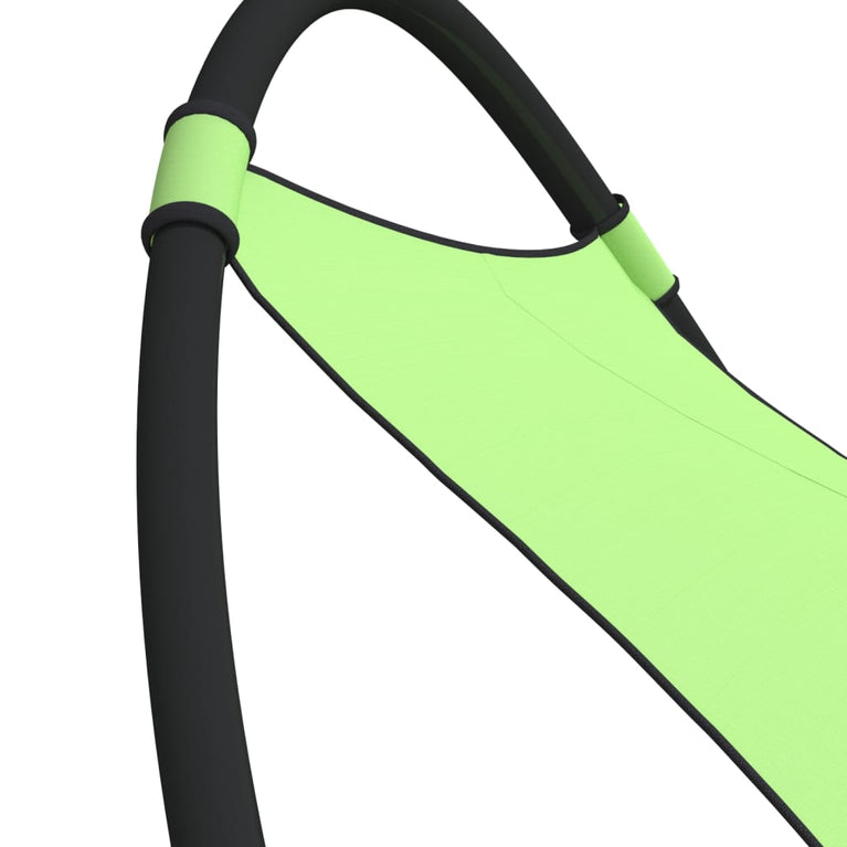 Ligbed schommelend met wieltjes staal en textileen stof groen MeubelReus