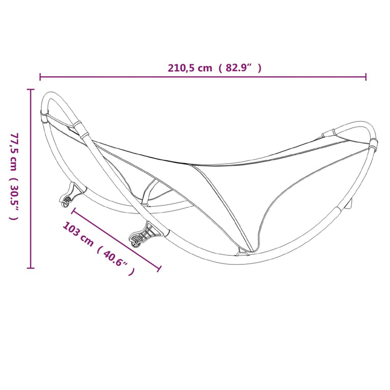 Ligbed schommelend met wieltjes staal en textileen stof groen MeubelReus