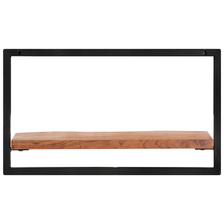 Wandschappen 2 st 60x25x35 cm massief acaciahout en staal