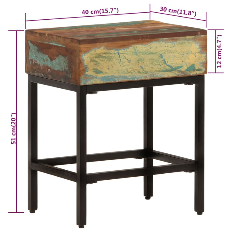 Bijzettafel 40x30x51 cm massief gerecycled hout MeubelReus