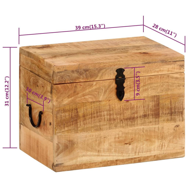 Opbergbox 39x28x31 cm massief mangohout MeubelReus