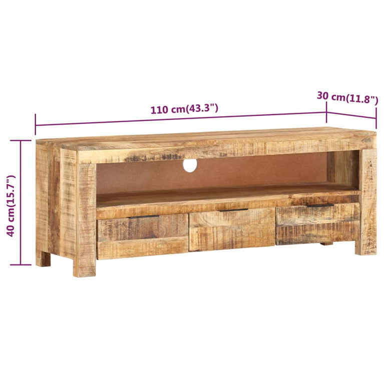 Tv-meubel 110x30x40 cm ruw mangohout MeubelReus