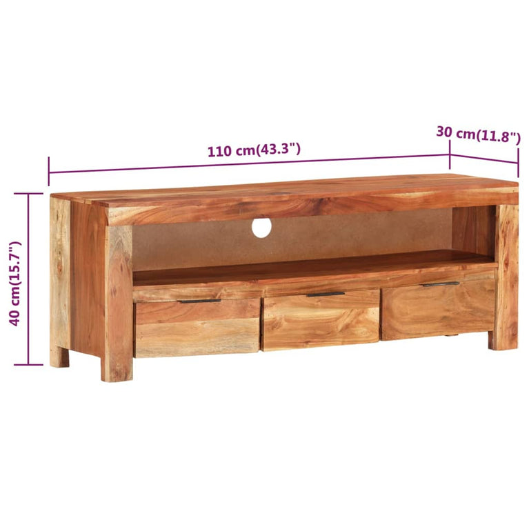 Tv-meubel 110x30x40 cm massief acaciahout MeubelReus