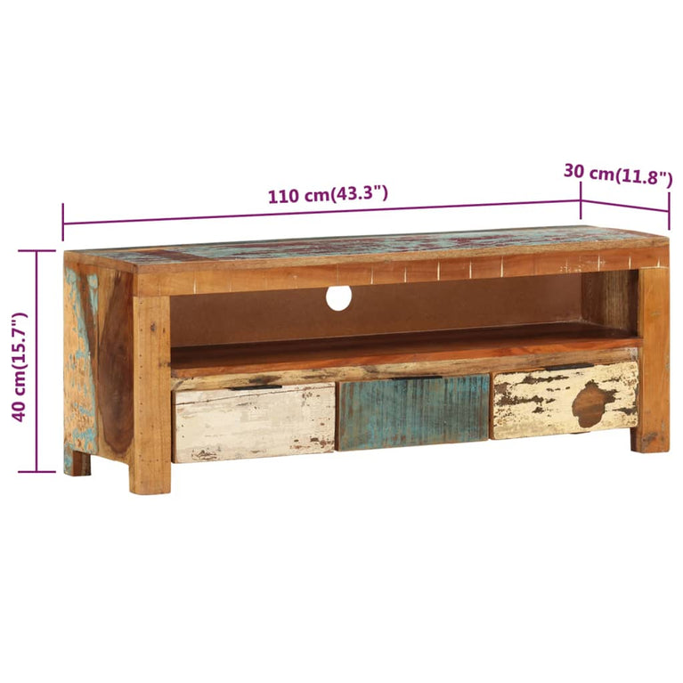 Tv-meubel 110x30x40 cm massief gerecycled hout MeubelReus