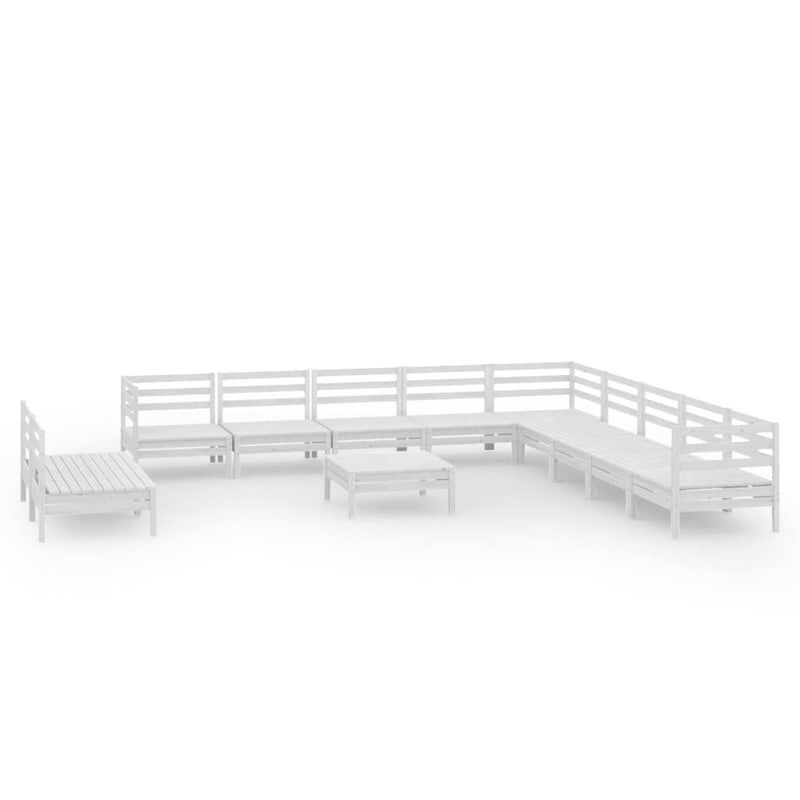 12-delige Loungeset massief grenenhout wit