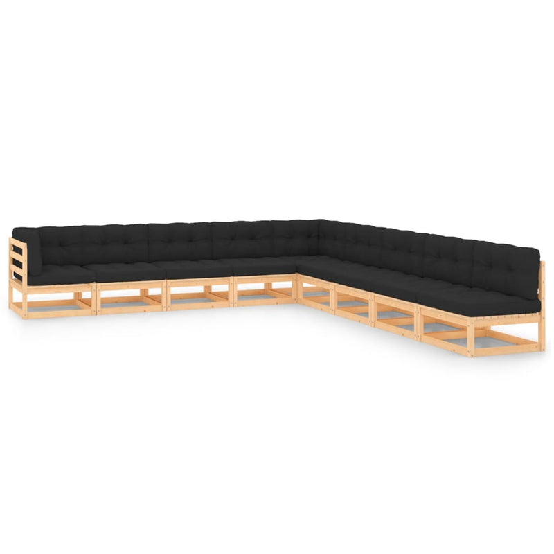 9-delige Loungeset met antracietkleurige kussens grenenhout MeubelReus