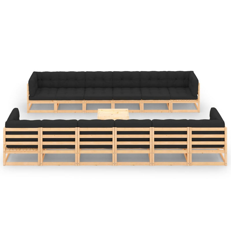 13-delige Loungeset met antracietkleurige kussens grenenhout MeubelReus