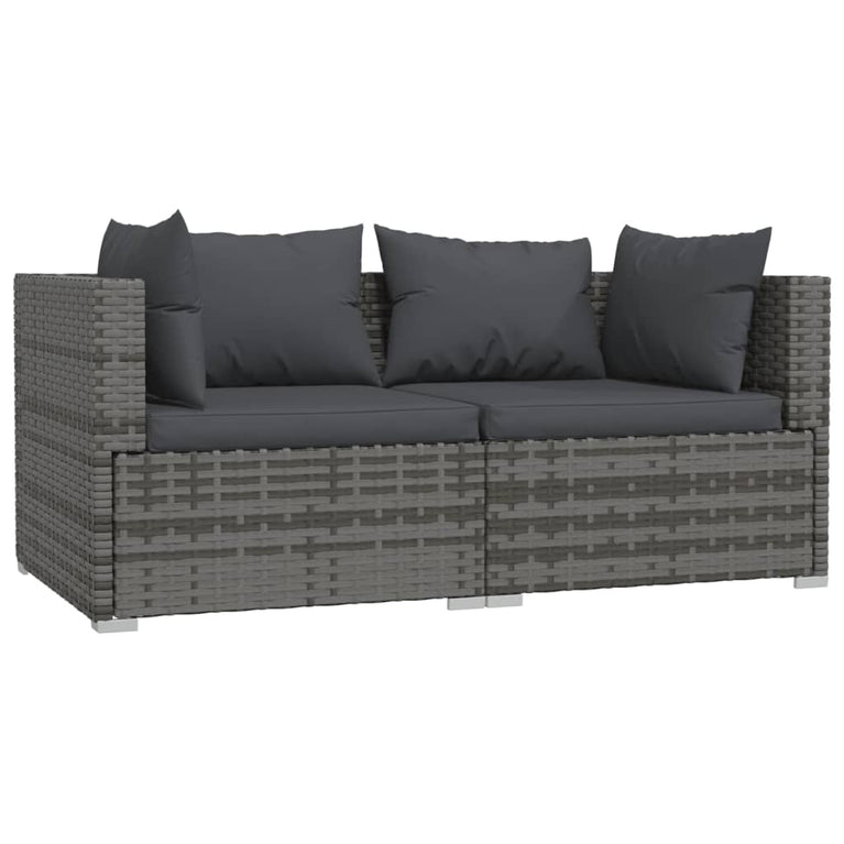 3-delige Loungeset met kussens poly rattan grijs MeubelReus