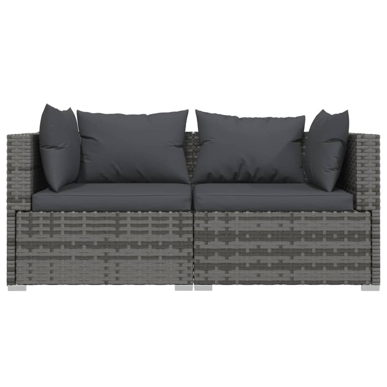 3-delige Loungeset met kussens poly rattan grijs MeubelReus