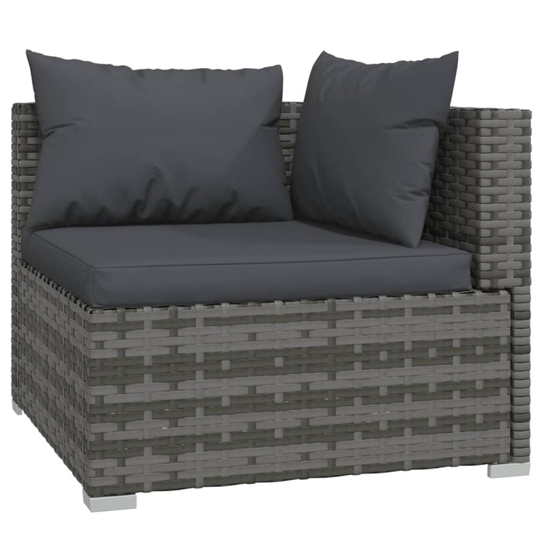 3-delige Loungeset met kussens poly rattan grijs MeubelReus