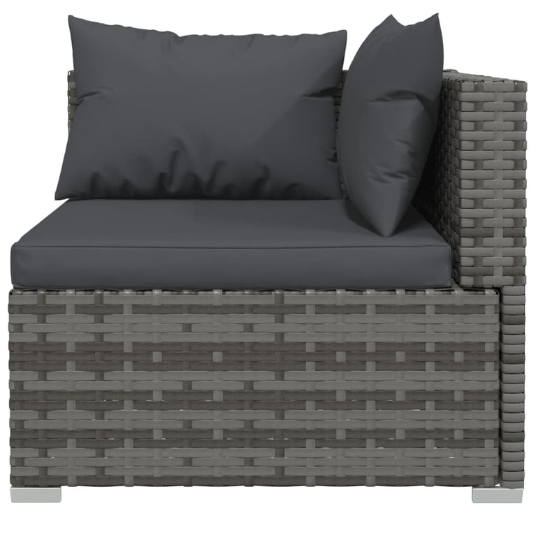 3-delige Loungeset met kussens poly rattan grijs MeubelReus