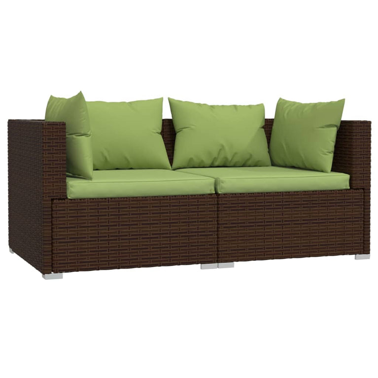 3-delige Loungeset met kussens poly rattan bruin MeubelReus