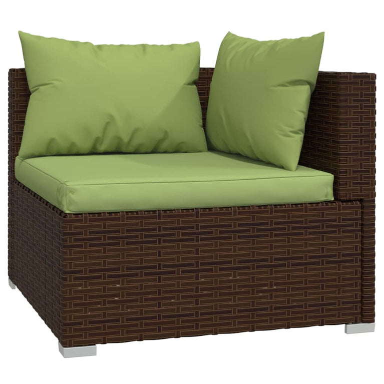 3-delige Loungeset met kussens poly rattan bruin MeubelReus