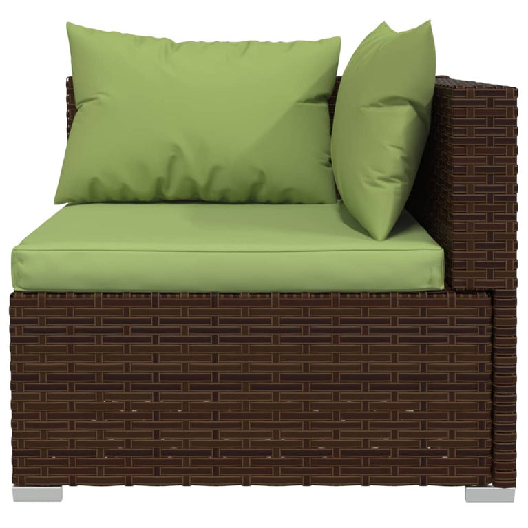 3-delige Loungeset met kussens poly rattan bruin MeubelReus