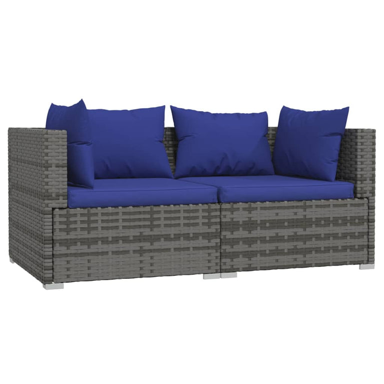 3-delige Loungeset met kussens poly rattan grijs MeubelReus