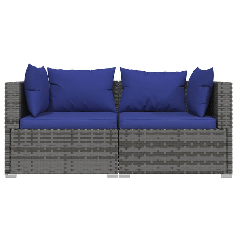 3-delige Loungeset met kussens poly rattan grijs MeubelReus