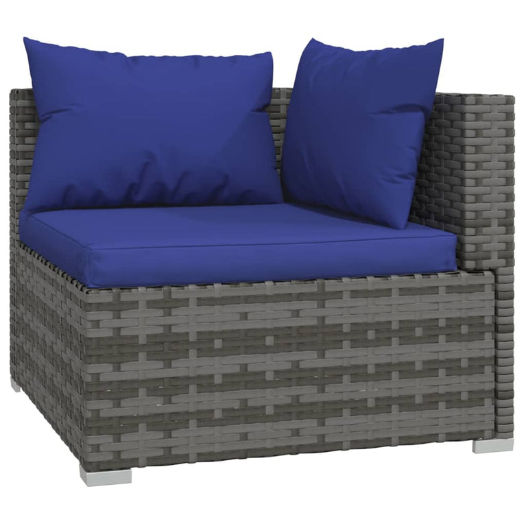 3-delige Loungeset met kussens poly rattan grijs MeubelReus