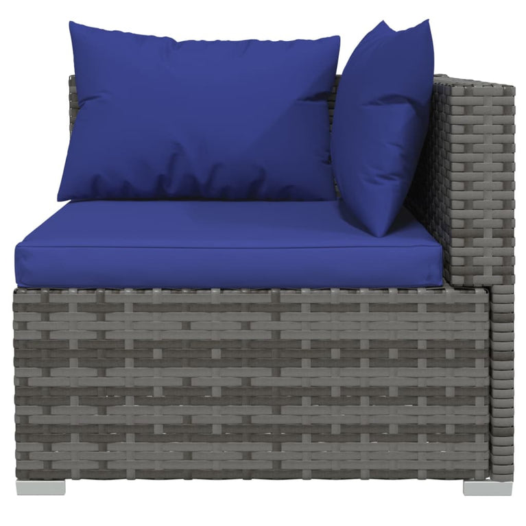 3-delige Loungeset met kussens poly rattan grijs MeubelReus