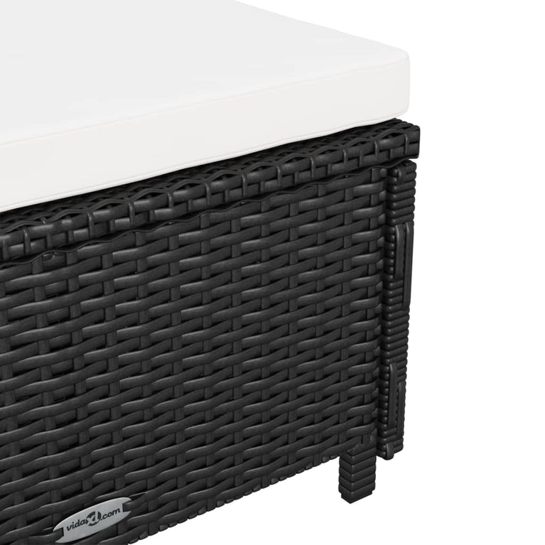 Ligbed met crèmewit kussen poly rattan zwart MeubelReus