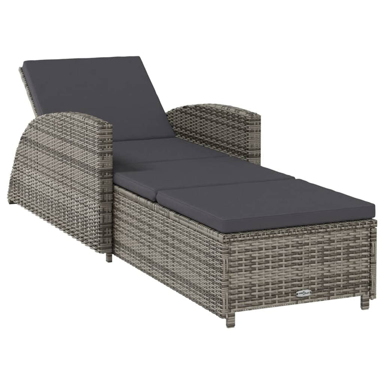 Ligbed met donkergrijs kussen poly rattan grijs MeubelReus