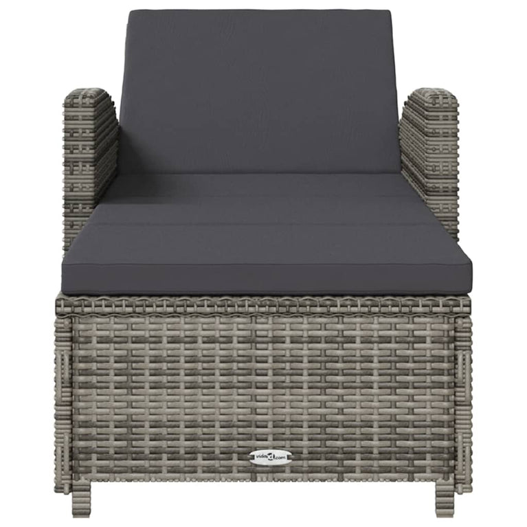 Ligbed met donkergrijs kussen poly rattan grijs MeubelReus