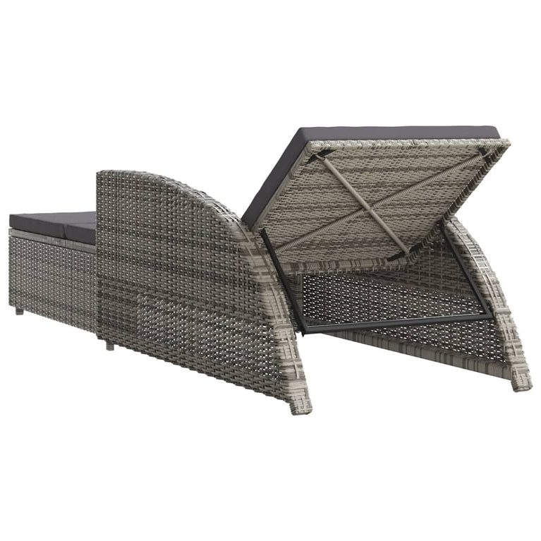 Ligbed met donkergrijs kussen poly rattan grijs MeubelReus