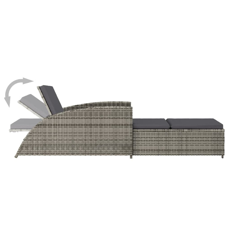 Ligbed met donkergrijs kussen poly rattan grijs MeubelReus