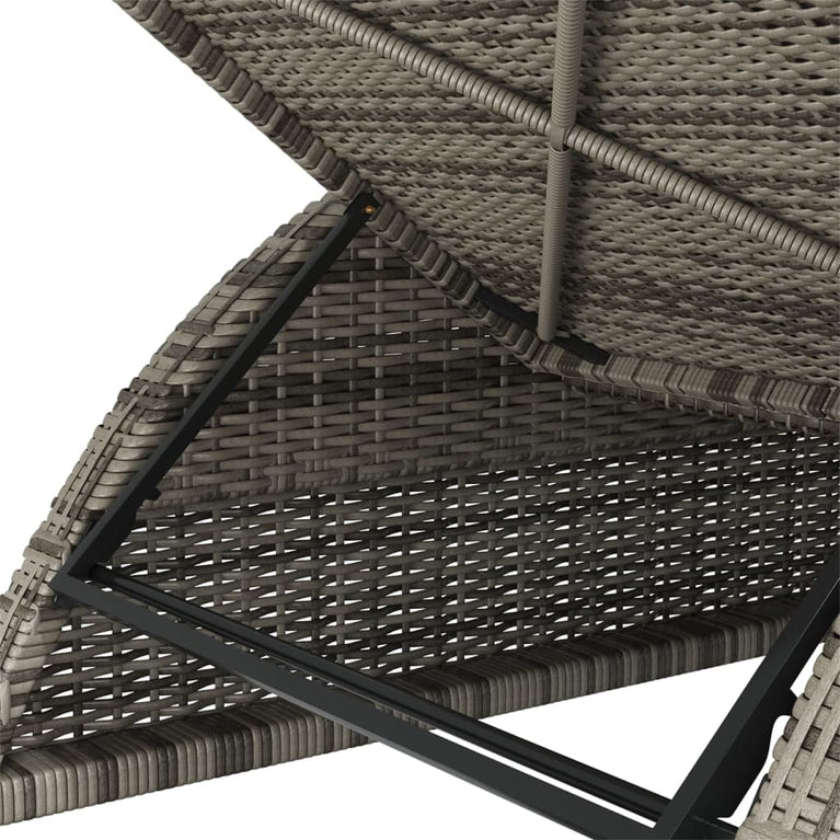 Ligbed met donkergrijs kussen poly rattan grijs MeubelReus