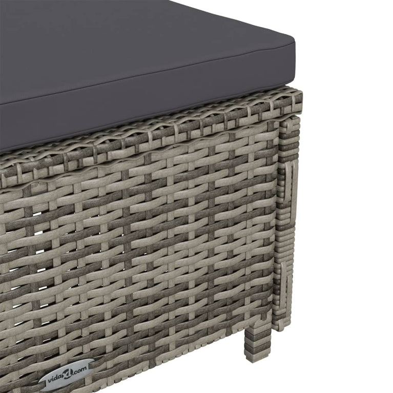 Ligbed met donkergrijs kussen poly rattan grijs MeubelReus