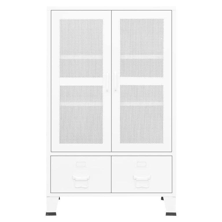Opbergkast industrieel 70x40x115 cm metaal wit MeubelReus