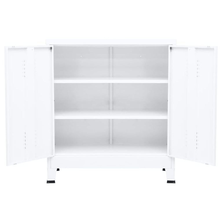 Opbergkast industrieel 90x40x100 cm staal wit MeubelReus