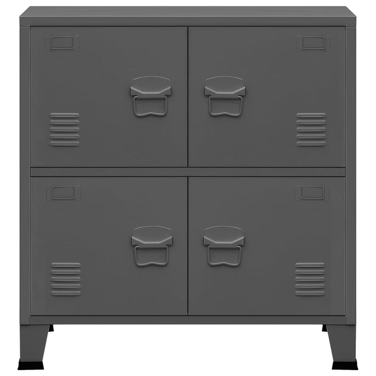 Opbergkast industrieel 75x40x80 cm staal antracietkleurig