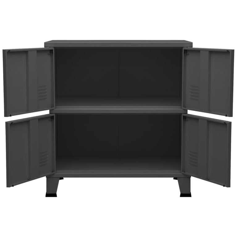 Opbergkast industrieel 75x40x80 cm staal antracietkleurig