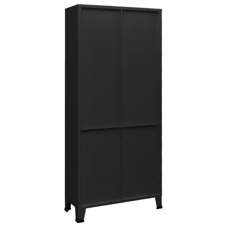 Boekenkast industrieel 80x32x180 cm staal zwart MeubelReus