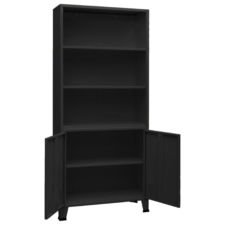 Boekenkast industrieel 80x32x180 cm staal zwart MeubelReus