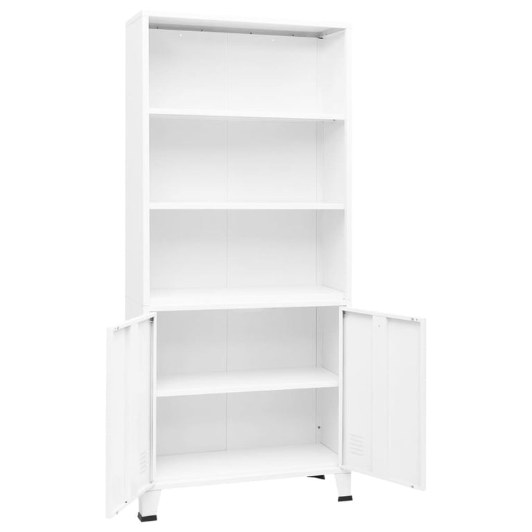 Boekenkast industrieel 80x32x180 cm staal wit MeubelReus