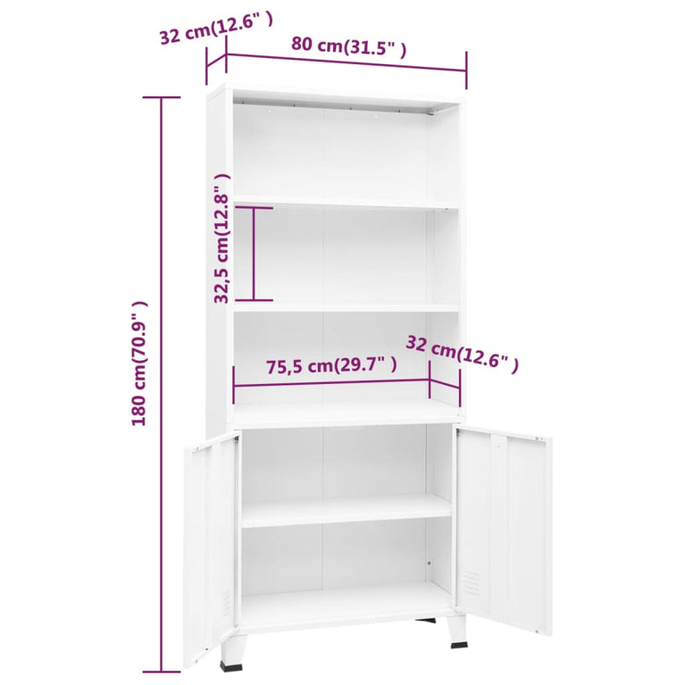 Boekenkast industrieel 80x32x180 cm staal wit MeubelReus