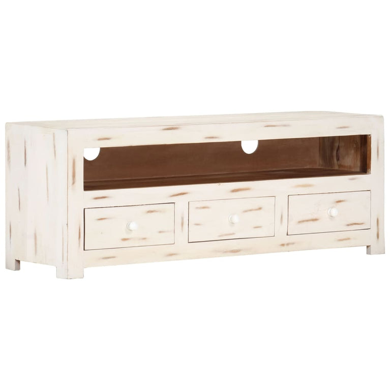 Tv-meubel 110x30x40 cm massief acaciahout wit MeubelReus