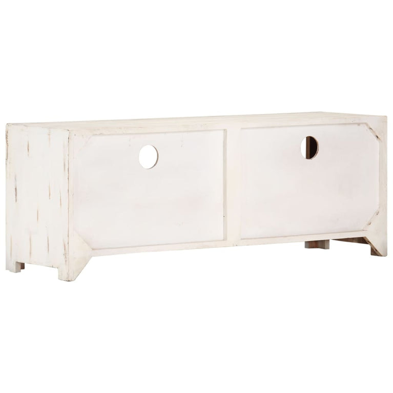 Tv-meubel 110x30x40 cm massief acaciahout wit MeubelReus
