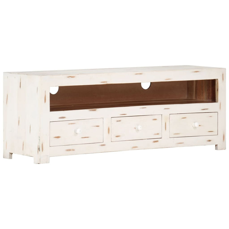 Tv-meubel 110x30x40 cm massief acaciahout wit MeubelReus