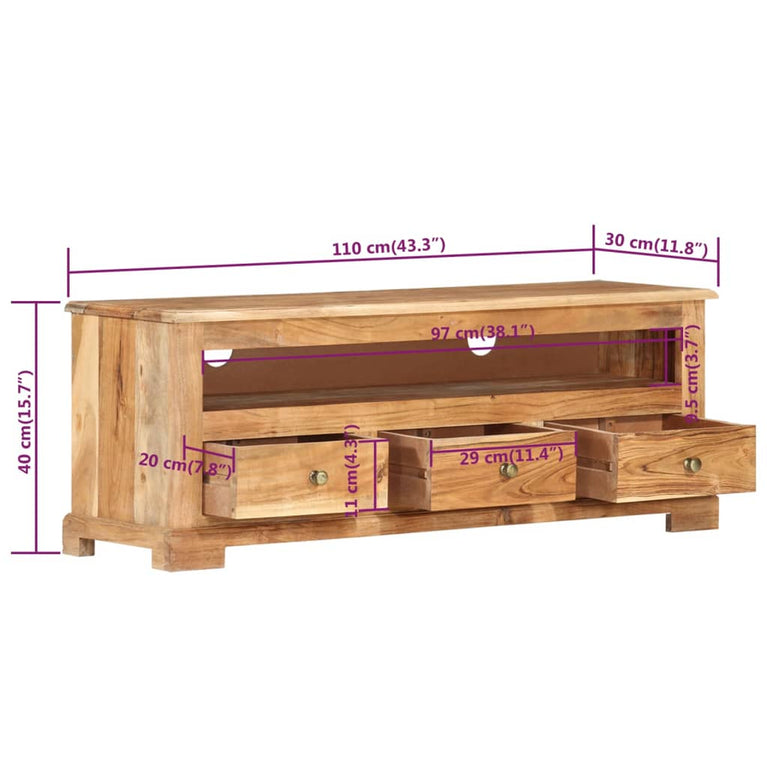 Tv-meubel 110x30x40 cm massief acaciahout bruin MeubelReus