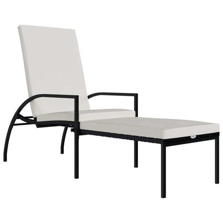Ligbed met voetensteun polyetheen rattan zwart MeubelReus