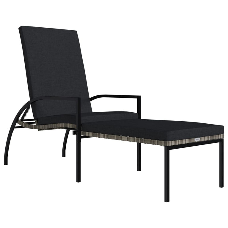 Ligbed met voetensteun polyetheen rattan grijs MeubelReus