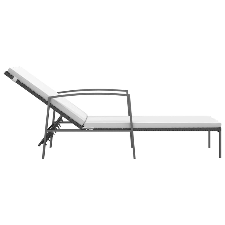 Ligbedden 2 st met tafel poly rattan zwart MeubelReus