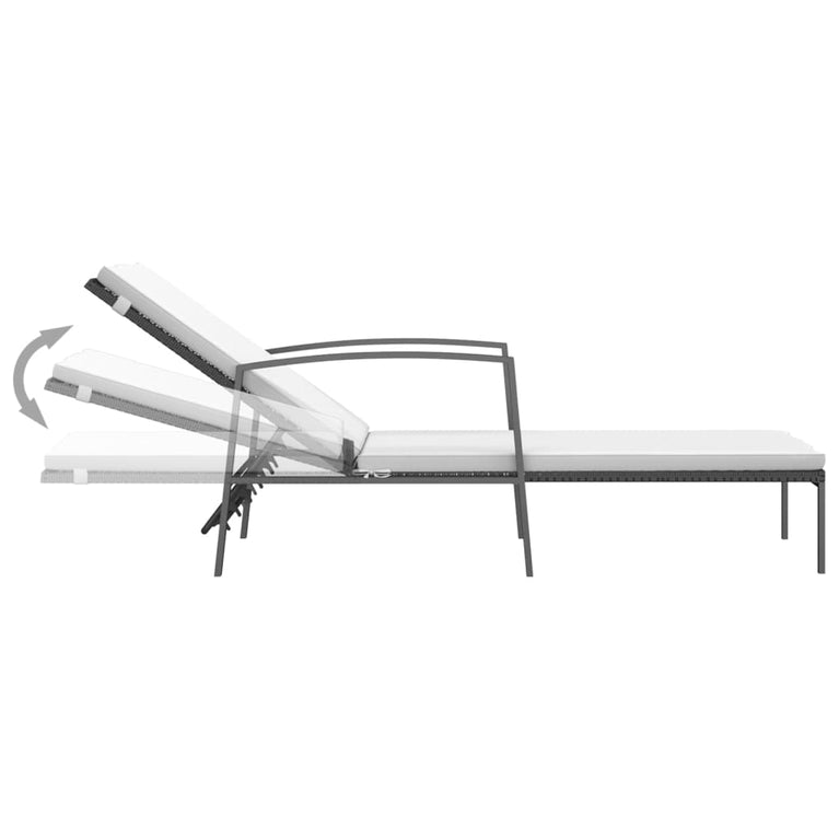 Ligbedden 2 st met tafel poly rattan zwart MeubelReus